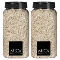Mica Decorations decoratie stenen/granulaat - 2x - 650ml - creme - hobby steentjes