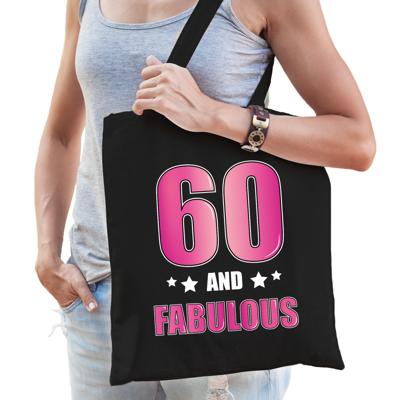 60 jaar verjaardag cadeau tasje - Legendary - zwart met roze letters - dames - heren