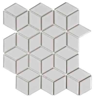 The Mosaic Factory Paris Mozaiek Tegel Cubic - Wit Porselein Geglazuurd 266x305 mm