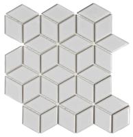 The Mosaic Factory Paris Mozaiek Tegel Cubic - Wit Porselein Geglazuurd 266x305 mm