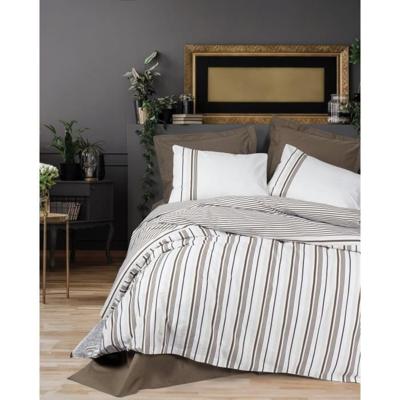 Beddengoedset - 1 dekbedovertrek 220 x 240 cm + 2 kussenslopen 60 x 60 cm - 100% katoen - Bruin