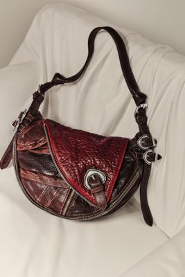 Middelgrote tas van leer met texturen studio - BROWN - U