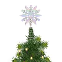 Kerstboom piek - edelweiss - transparant - parelmoer - H22,5 cm - kunststof - kerstboompiek