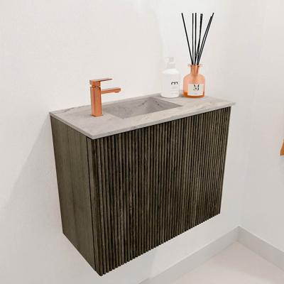 Toiletmeubel Mondiaz Joya Dlux | 50 cm | Meubelkleur Shadow | Faye wastafel Glace Wasbak Links | 1 kraangat