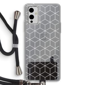 Zwart-witte kubussen: OnePlus 9 Transparant Hoesje met koord