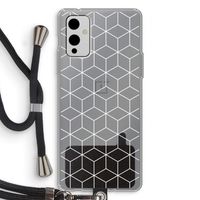 Zwart-witte kubussen: OnePlus 9 Transparant Hoesje met koord