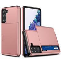 Samsung Galaxy S21 FE 5G Hybrid Case with Sliding Card Slot - Rose Gold - thumbnail