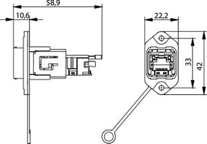 Telegärtner 100007423 RJ45-flensset variant 14 Chassisbus, inbouw Aantal polen: 8P8C Metaal 1 stuk(s)