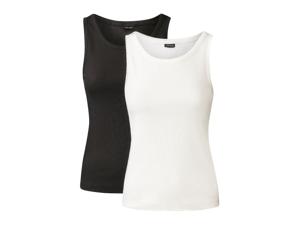 esmara 2 dames tops (S (36/38), Zwart/wit)