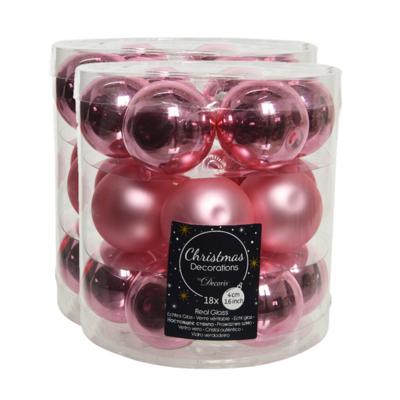 Kleine kerstballen - 54x st - lippenstift roze - D4 cm - glas - kerstversiering