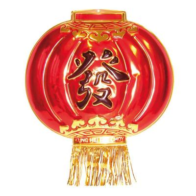 Chinese wanddecoratie schild - 54 x 60 cm - Chinees feest thema versiering - rood - kunststof