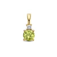 14K Geelgouden Hanger met Augustus Geboortesteen & Diamant 0.02ct - 10,5mm