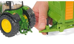 Siku John Deere 6210R Tractor 1:32 metaal/kunststof groen Ackermann-besturing en trekhaak