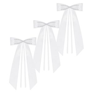 Trouwauto antenne lint strik - Bruiloft - wit - 8x stuks - 14 cm - just married