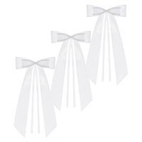 Trouwauto antenne lint strik - Bruiloft - wit - 8x stuks - 14 cm - just married - thumbnail