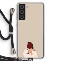I drink wine: Samsung Galaxy S21 FE Transparant Hoesje met koord