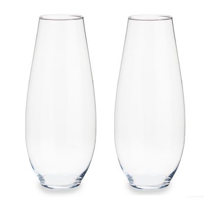 Set van 2x stuks bloemenvazen van glas 17 x 39 cm