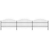 Tuinhek met speren bovenkant (0,75-1)x5,1 m staal zwart