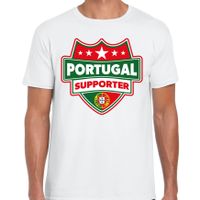 Portugal schild supporter t-shirt wit voor heren - thumbnail
