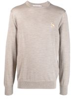 Maison Kitsuné pull en laine à patch logo - Marron