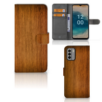 Nokia G22 Book Style Case Donker Hout