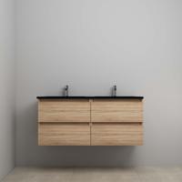 On-Line Onderkast - 120 cm - Voorgemonteerd - Ladestructuur - Acryl Wastafel - 2 Kraangaten - Eiken