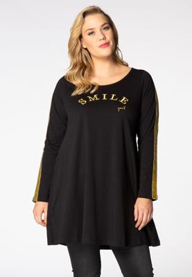 Yoek Tunic wide bottom Smile | Zwart | Maat 54/56