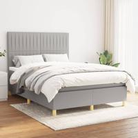 Boxspring met matras stof lichtgrijs 140x190 cm