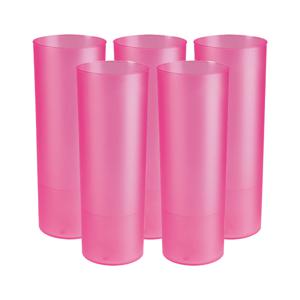 Longdrink glas - 12x - roze - kunststof - 330 ml - herbruikbaar