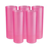 Longdrink glas - 12x - roze - kunststof - 330 ml - herbruikbaar