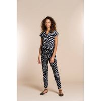Geisha jumpsuit met zebraprint zwart/groen - thumbnail