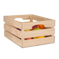 Fruitkisten opslagbox - open structuur - naturel - hout - L41 x B31 x H20 cm