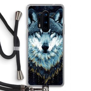 Darkness Wolf: OnePlus 8 Pro Transparant Hoesje met koord