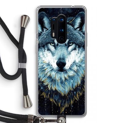 Darkness Wolf: OnePlus 8 Pro Transparant Hoesje met koord