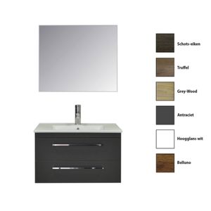 Badkamermeubelset Sanicare Q6 Twee Laden Chromen Greep 80 cm Met Spiegel Antraciet