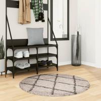 VidaXL Vloerkleed pamplona shaggy hoogpolig ø 100 cm beige antraciet