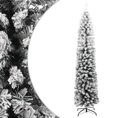 VidaXL Kunstkerstboom met sneeuw smal 240 cm pvc groen