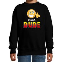 Funny emoticon sweater Relax dude zwart kids - thumbnail