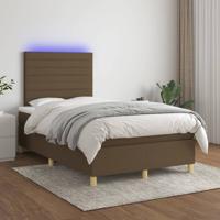 Boxspring met matras en LED stof donkerbruin 120x200 cm