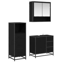 Badkamermeubelset met lade 3 pcs Zwart eiken 65 x 33 x 60 cm