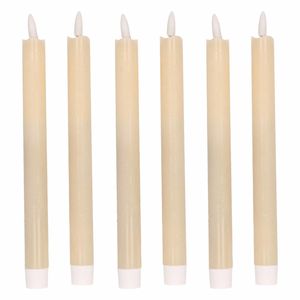 6x Creme witte Led kaarsen/dinerkaarsen 25,5 cm