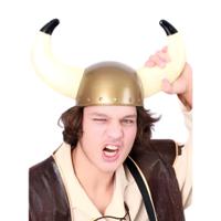Viking helm - goud - volwassenen - 57 cm - plastic - met hoorns - krijgers - Carnaval