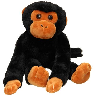 Aap met klittenbandarmpjes, 35cm - zwart