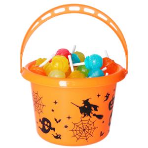 Trick or treat snoep emmertje - horror thema - oranje - 18 x 16 cm - Halloween snoepjes ophalen