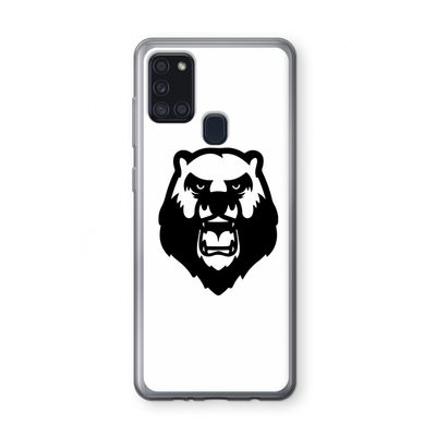 Angry Bear (white): Samsung Galaxy A21s Transparant Hoesje