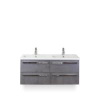 Seville Badmeubelset 120 cm - 4 laden Beton Antraciet - Wastafel Djazz Dubbel