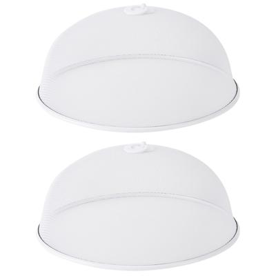 Metalen vliegenkap/voedselkap - Set van 2x stuks - wit - rond - Dia 35 cm - Afdekkappen/vliegenkappe