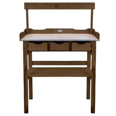 Esschert Design oppottafel met lade en rek bruin