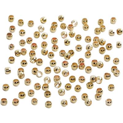 Creativ Company Knijpkralen, d 2 mm, goud, 100 stuk/ 1 doos