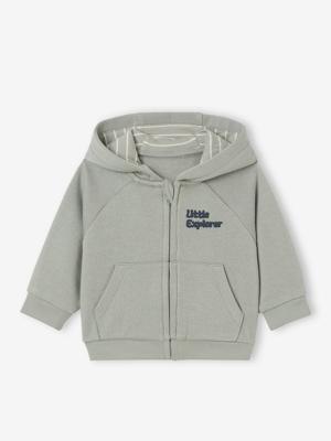 Sweater met rits en capuchon baby groengrijs